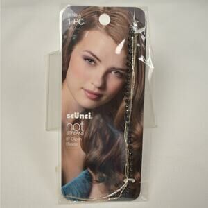 New Scunci HOT STREAKS 8 inch Clip In Black Rhinestone/Beads/Chain Silver Tone